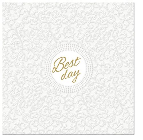 20 Servietten geprägt Inspiration Icon Best Day  - Bester Tag auf weiß 33x33cm