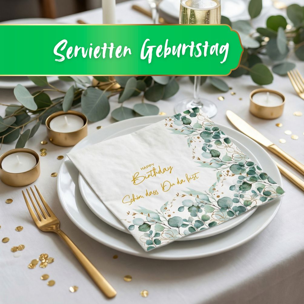 Servietten Geburtstag Eukalyptus 2026