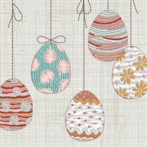 20 Servietten Crafted Easter - Ostereier auf Leinen 33x33cm