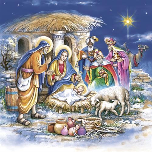 20 Servietten Holy Family - Heilige Nacht 33x33cm