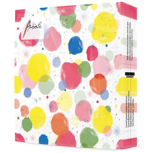 20 Servietten Splash Dots Mix - Bunte Farbtupfer 33x33cm