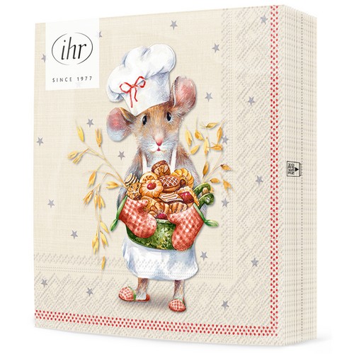 20 Servietten Anna baked - Fleißige Bäckermaus 33x33cm