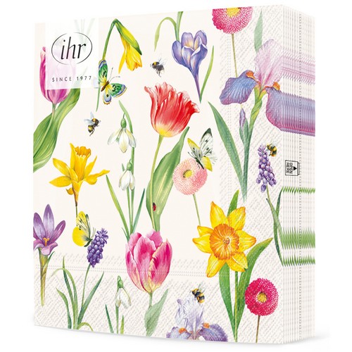 20 Servietten Spring Awakening - Narzissen, Tulpen und Krokus 33x33cm