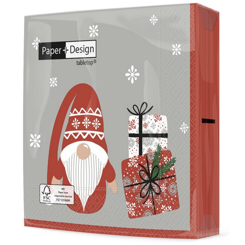 20 Servietten Gnome with Gifts - Zwerg an Geschenke 33x33cm