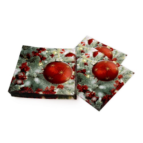 20 Servietten Twinkle Twinkle - Rote Weihnachtskugel 33x33cm