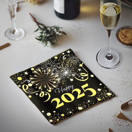 20 Servietten Happy 2025 - Das Jahr 2025 33x33cm