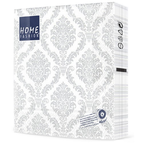 20 Servietten Elegant silver - Muster silber 33x33cm