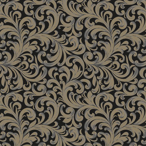 20 Servietten Wallpaper Ornament Black & Gold - Ranken Barock-Stil gold auf schwarz 33x33cm