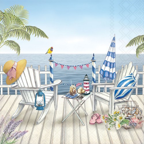 20 Servietten Sea view - Terrasse zum Meer 33x33cm