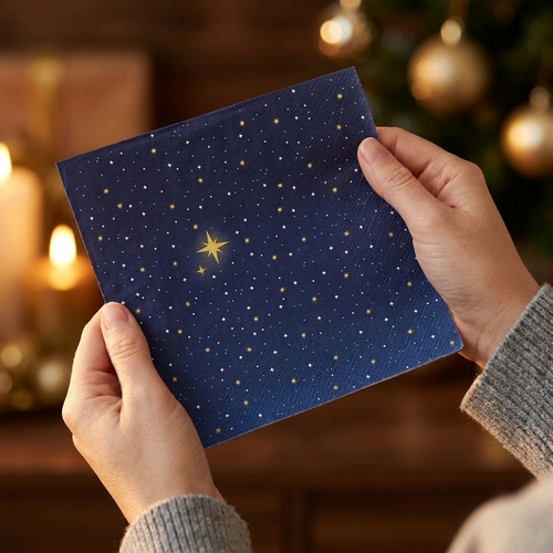 20 Servietten Starry Sky blue - Sternenhimmel dunkelblau 33x33cm