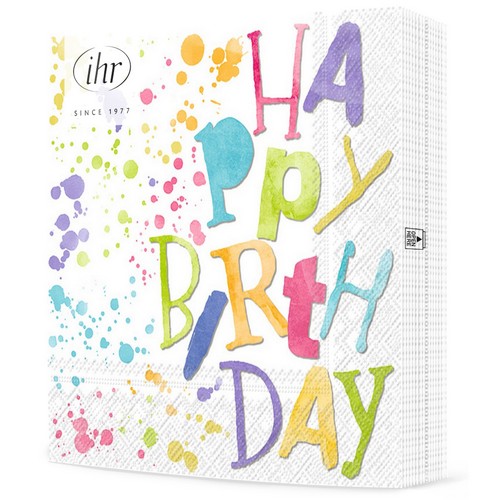 20 Servietten Birthday Splashes - Happy Birthday mit Punkte 33x33cm