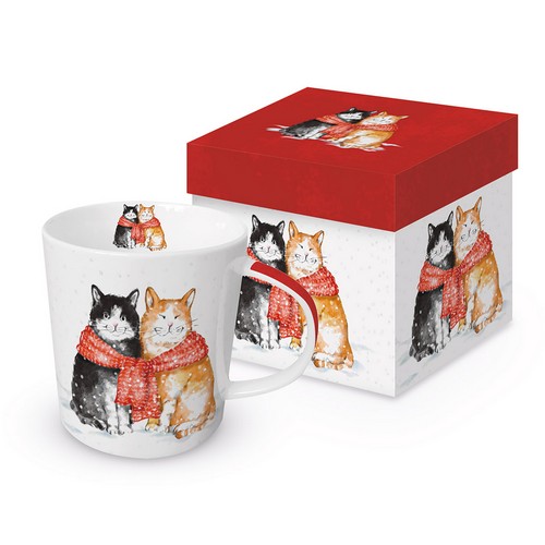 Tasse aus Porzellan O´Malley & Friend Winter - Winterkatzen verbunden 0,4L, Höhe 9,7cm
