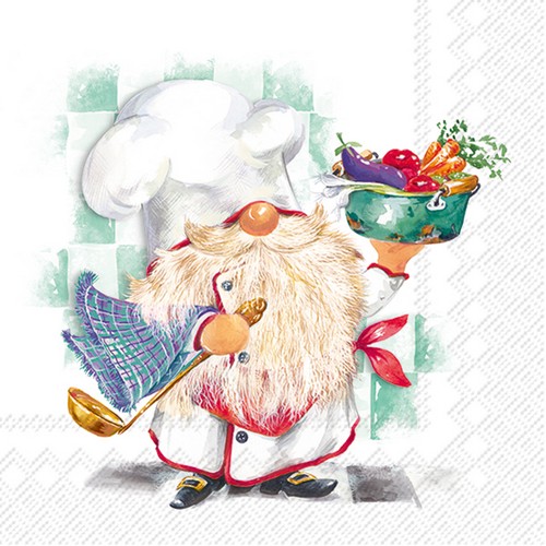 20 Servietten Pete - Zwerg als Koch 33x33cm