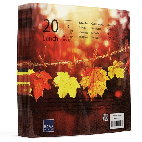 20 Servietten Sunny Fall - Herbstblätter im Sonnenschein 33x33cm