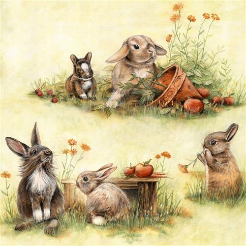 20 Servietten Cute Rabbits 33x33cm