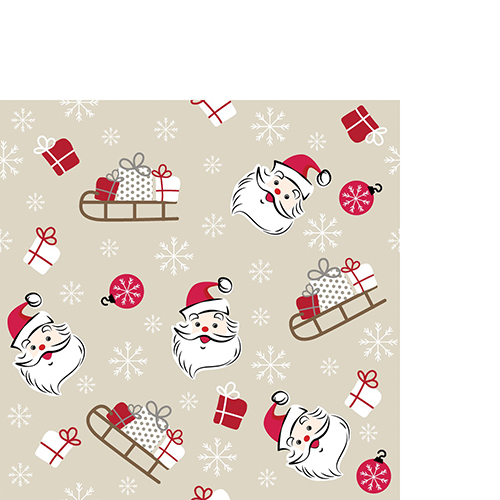 20 kleine Cocktailservietten Joyous Season - Kleine Weihnachtsmannsymbole 24x24cm