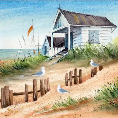 20 Servietten Summer House on Sandy Seashore - Sommerhaus am Strand 33x33cm