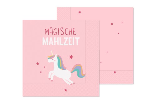20 Servietten Einhorn - Magische Mahlzeit 33x33cm