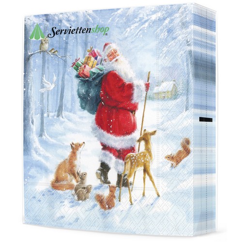 20 Servietten Santas Gifts for Animals - Tiere freuen sich auf Geschenke 33x33cm