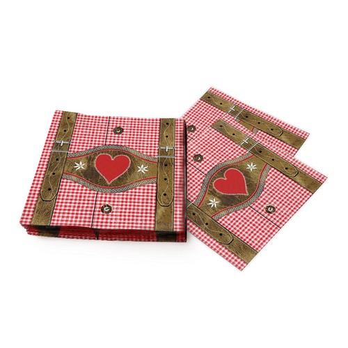 20 Servietten Lederhosen red - Lederhosen und Hemd rot 33x33cm