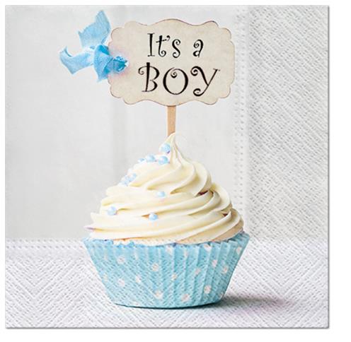 20 Servietten Blue Cupcake - Cupcake für Jungen 33x33cm