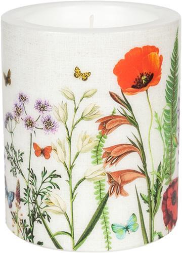 Kerze rund Meadow in Bloom - Aufblühende Wiese Ø10cm, Höhe 12cm