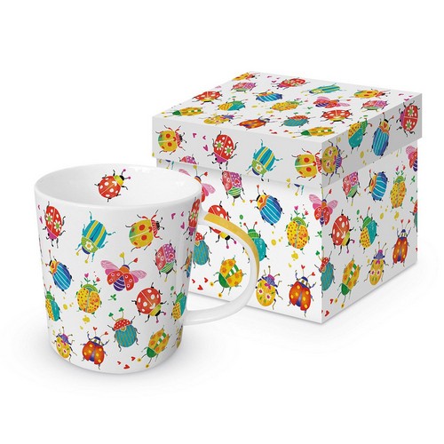 Tasse aus Porzellan Bug Party - Bunte Käfer mit Muster 0,4L, Höhe 9,7cm