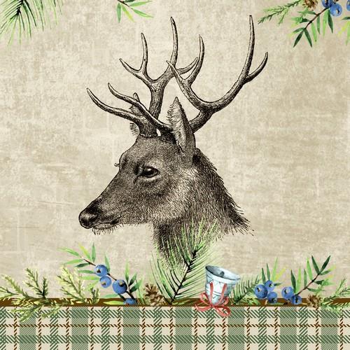 20 Servietten Deer - Landhaus Hirsch 33x33cm
