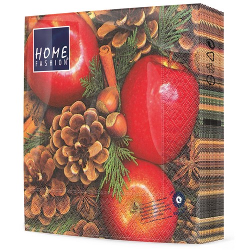 20 Servietten Apples with Nuts - Äpfel & Nüsse 33x33cm