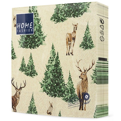 20 Servietten Eco Line Forest Glade - Vereinzelte Hirsche im Wald Eco 33x33cm