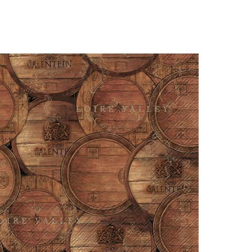 20 kleine Cocktailservietten Barrels - Weinfässer 33x33cm