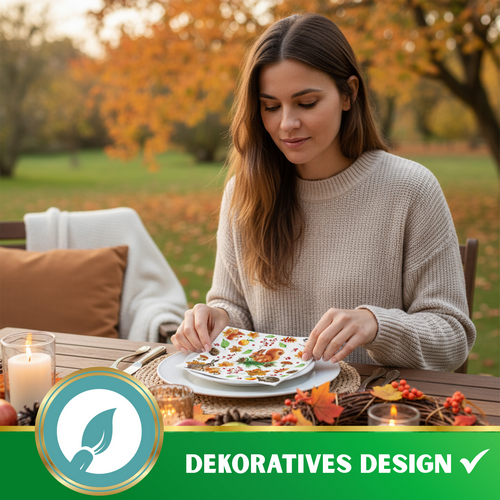 20 Servietten Autumn Moments - Herbstliche Blätter und Tiere  33x33cm