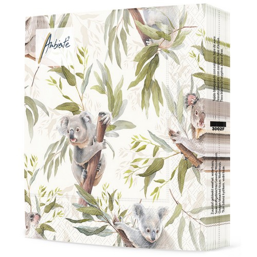 20 Servietten Koala Bears - Koalas an Bambusblätter 33x33cm