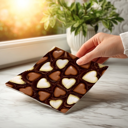 20 kleine Cocktailservietten Chocolate Hearts - Schokoladenherzen 25x25cm