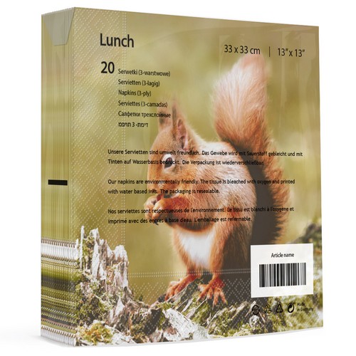 20 Servietten Woodland squirrel - Eichhörnchen aus der Natur 33x33cm