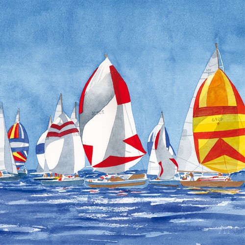 20 Servietten Regatta - Segelboote auf Meer 33x33cm