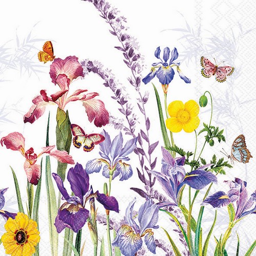 20 Servietten Iris Garden - Blumenwiese im Frühling 33x33cm