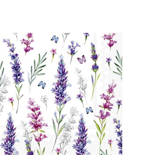 20 kleine Cocktailservietten Lisa white - Blumen und Blätter auf weiß 25x25cm