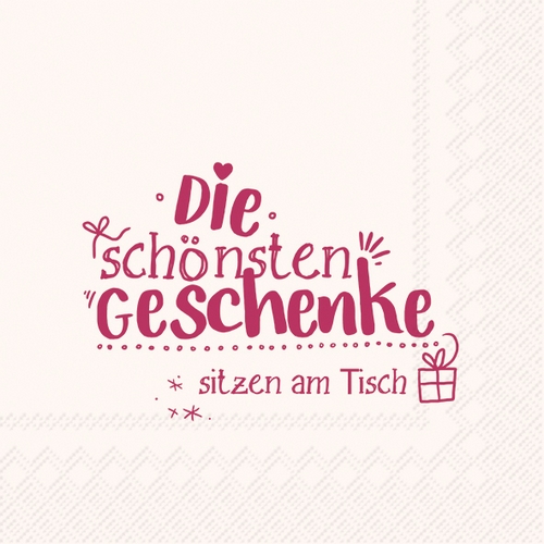 20 Servietten Die schönsten Geschenke - Geschenke sitzen am Tisch 33x33cm