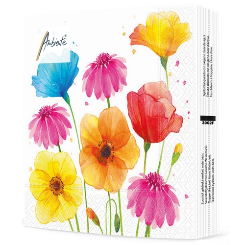 20 Servietten Colourful Summer Flowers - Blumen in prächtigen Farben 33x33cm