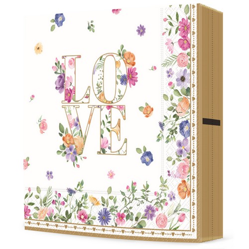 20 Servietten Mon Amour - Love im Blumen-Stil 33x33cm