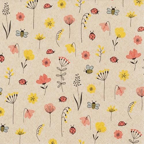 20 Servietten Eco Line Ladybugs and Bees - Marienkäfer und Bienen Eco 33x33cm