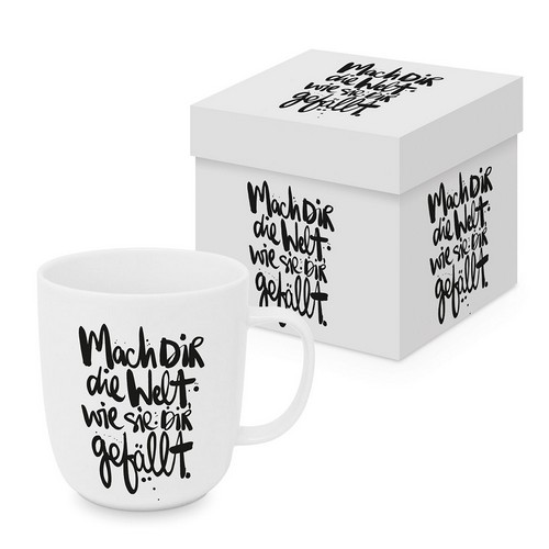 Tasse aus Porzellan Mach Dir die Welt - wie sie Dir gefällt 0,4L, Höhe 9cm