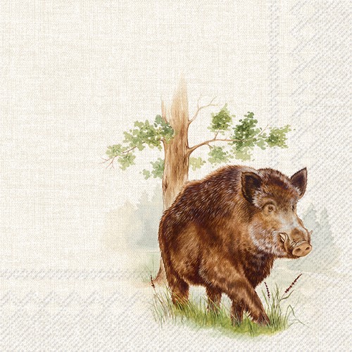 20 Servietten Hunted Wild Boar - Naturausschnitt Wildschwein 33x33cm