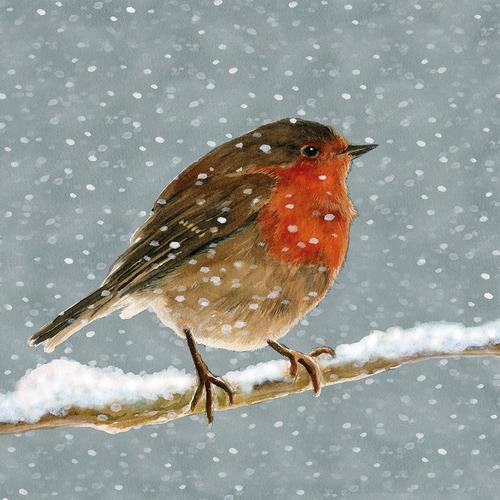 20 Servietten Snow is falling – Kleiner Vogel im Schneesturm 33x33cm