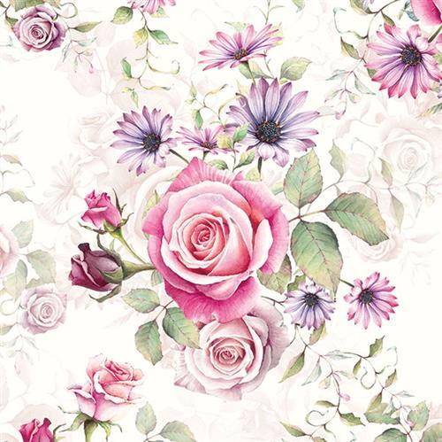 20 Servietten Madeline - Vintage Rosen Komposition 33x33cm