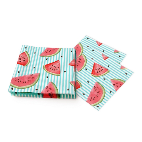 20 Servietten Melon lines - Melonen auf Streifen 33x33cm