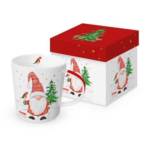 Tasse aus Porzellan Christmas Buddy - Winterzwerg im Schnee 0,4L, Höhe 9,7cm