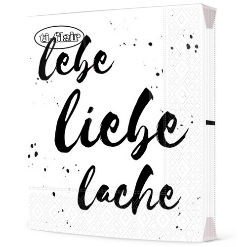 20 Servietten Lebe Liebe Lache 33x33cm
