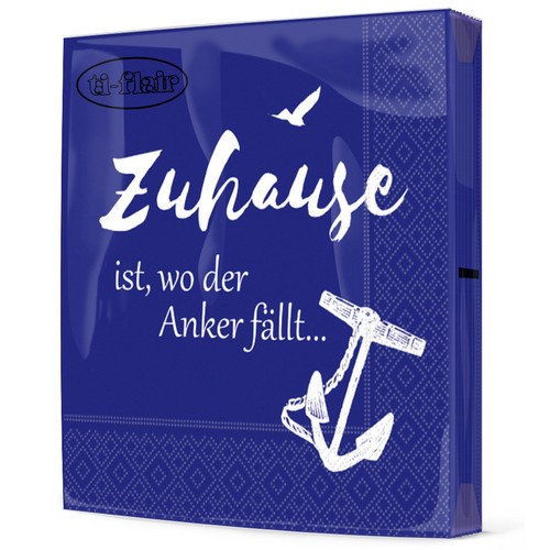 20 Servietten Zuhause ist, wo der Anker fällt 33x33cm